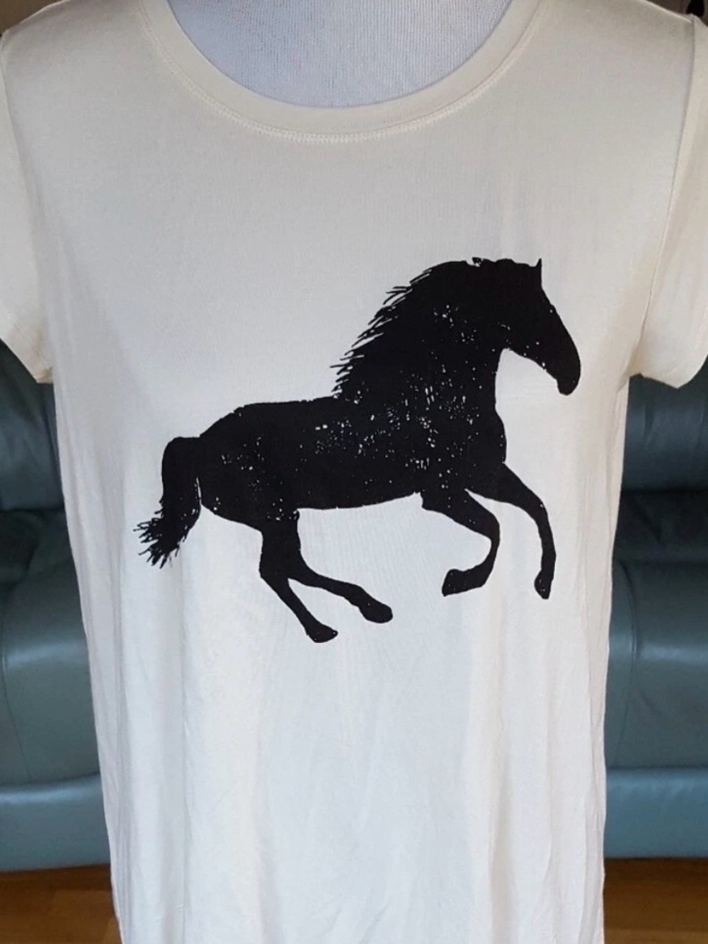 Philosophy White Tee with Black Horse Graphic